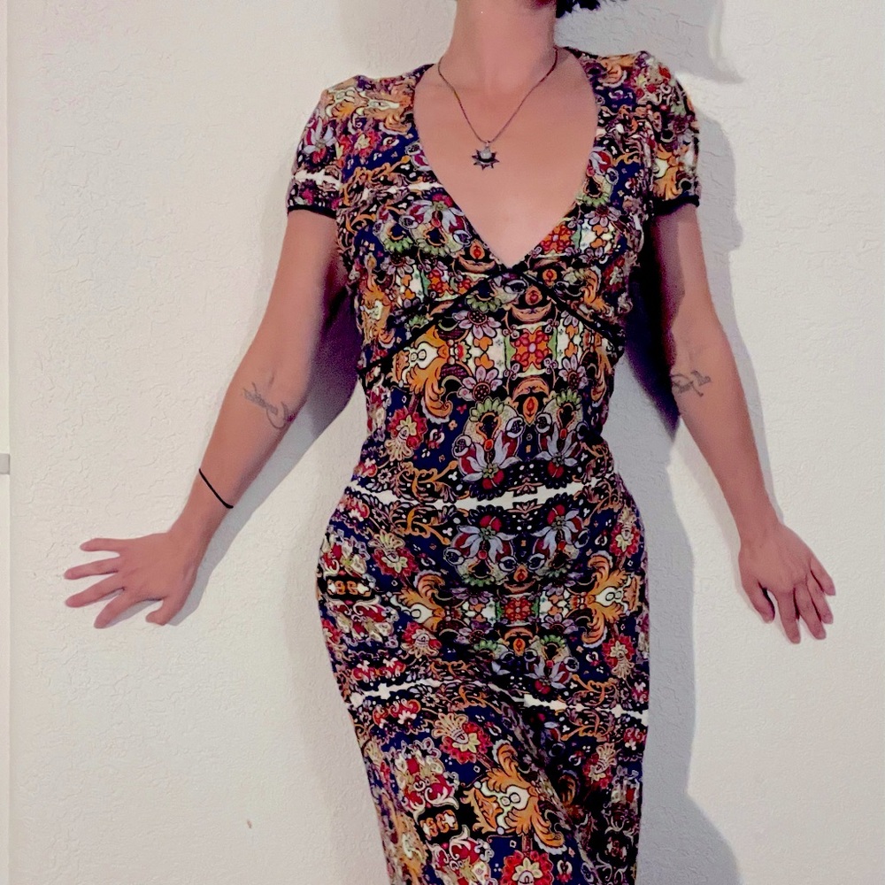 🚫SOLD🚫 RARE Vintage Paisley Colorful Betsey Johnson Midi Dress